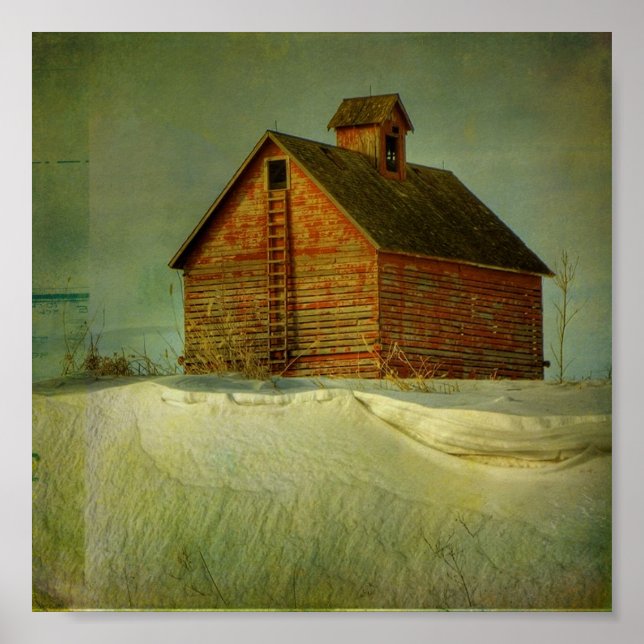 Póster Red Winter Barn (Frente)