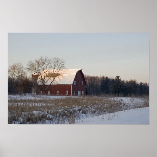Póster Red Winter Barn (Frente)