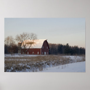Póster Red Winter Barn