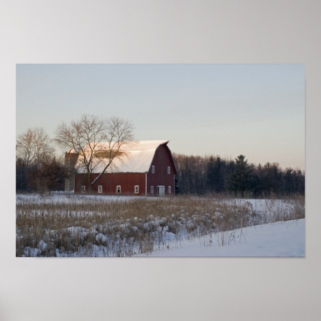Póster Red Winter Barn (Frente)