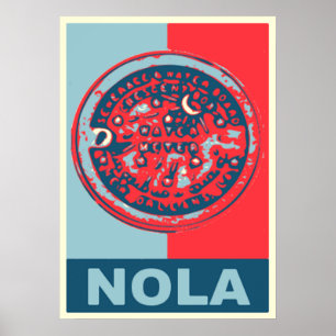 Póster Red y Blue NOLa Water Meter
