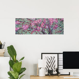 Póster Redbud En Un Cielo Verde Mate / Artista Larry Lere