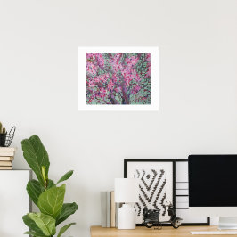 Póster Redbud Sobre Un Cielo Verde Mate / Artista Larry L