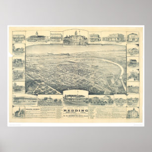 Póster Redding, CA. Panoramic Map (1393A)