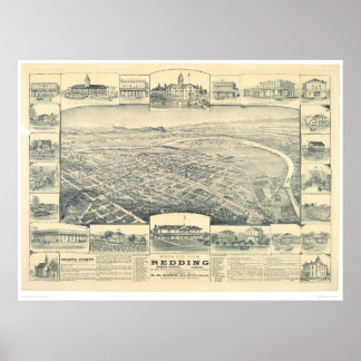 Póster Redding, CA. Panoramic Map (1393A)