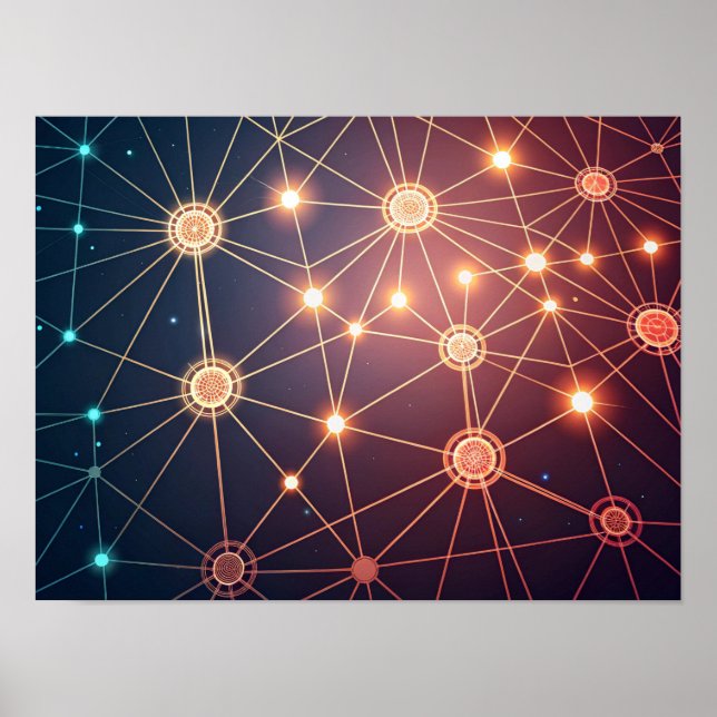 Póster Redes neuronales de resumen brillante (Frente)