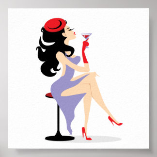 PÓSTER REDHAT09 FASHIONISTA DIVA RED GORRA HEELS PURPLE D