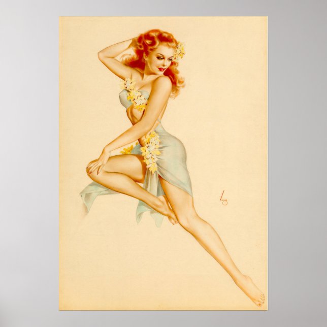 Póster Redhead Hawaii Costume Pin Up (Frente)