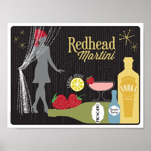 Póster Redhead Martini Strawberry Cocktail (Frente)