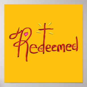 Póster Redimido con Cruz y Corazones Amarillos