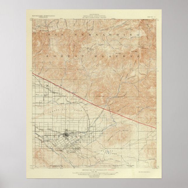 Póster Redlands quadrangle showing San Andreas Rift (Frente)