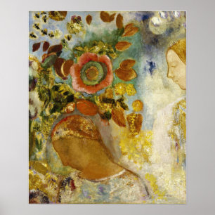 Póster Redon - Dos jóvenes entre flores