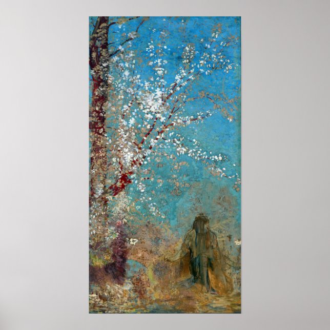 Póster Redon - Figura bajo un árbol floreciente (Frente)