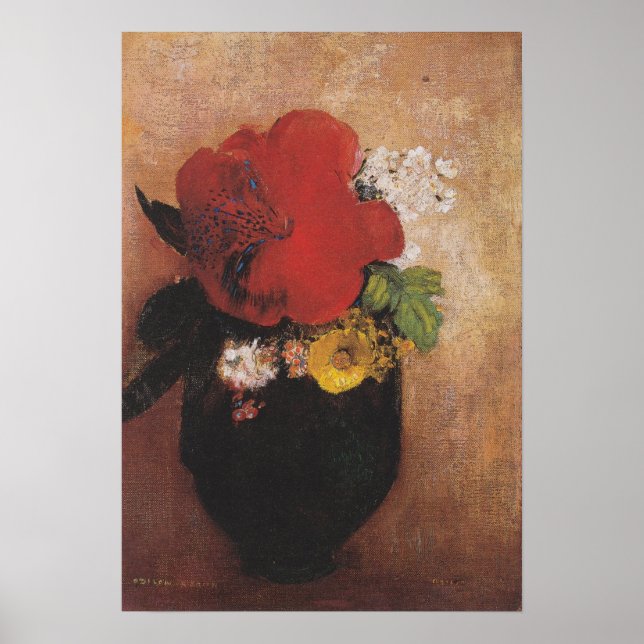 Póster Redon - La amapola roja (Frente)