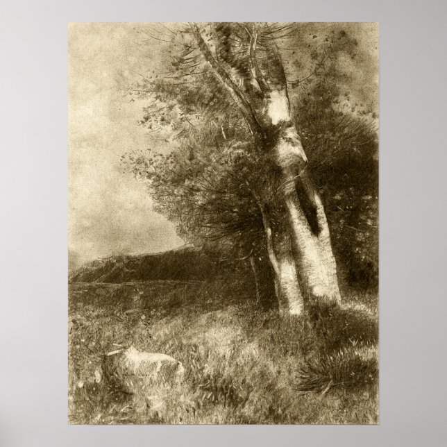 Póster Redon - Paisaje 1880 (Frente)
