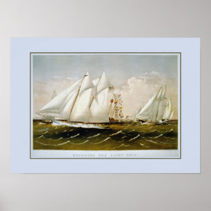 Póster ,Redondeando el barco ligero.