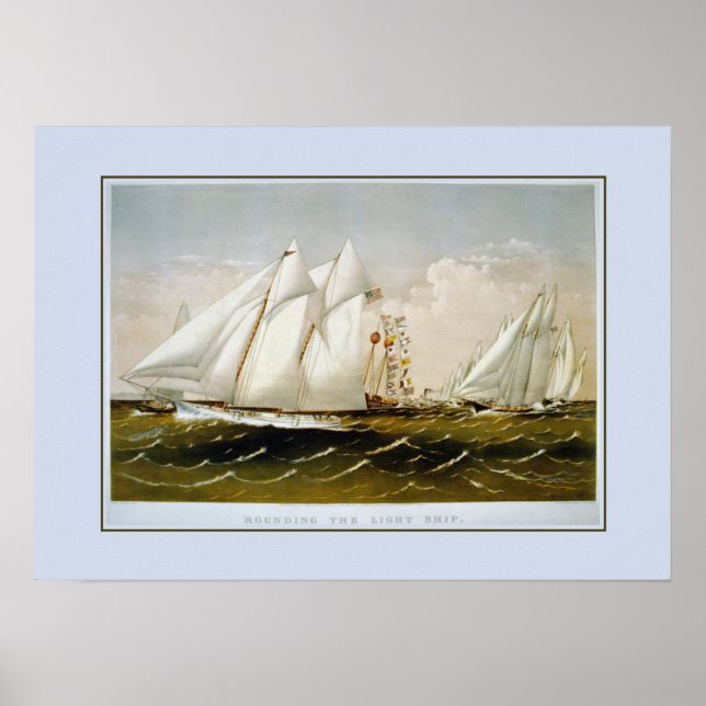 Póster ,Redondeando el barco ligero. (Frente)
