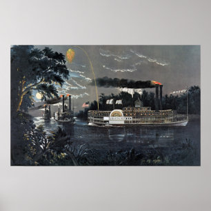 Póster Redondeando una apuesta en el barco de vapor Misis