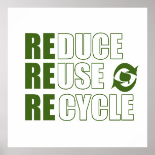 Póster Reducir el reciclaje de reutilización