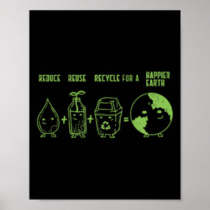 Póster Reducir la reutilización de la camiseta de recicla