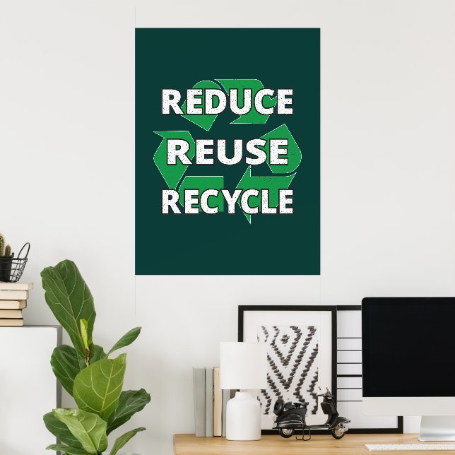 Póster Reducir la reutilización de reciclar el Día de la  (Oficina en casa)