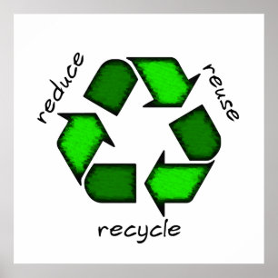 Póster Reducir, reutilizar el Poster de reciclaje