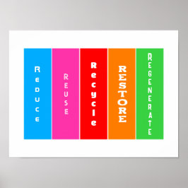 Póster "Reducir, reutilizar, reciclar, restaurar, regener