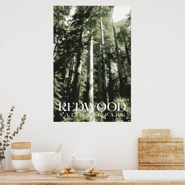 Poster Redwood, impresión de parque nacional (Cocina)