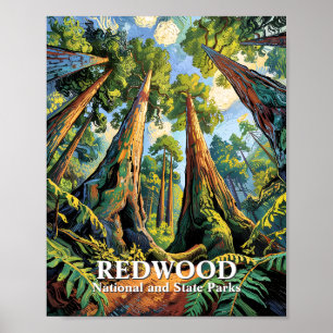 Póster Redwoods National Park California Van Gogh persona