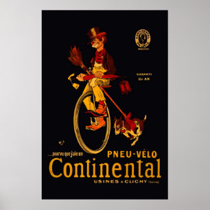 Póster Reedición en bicicleta continental 36 x 24 Poster