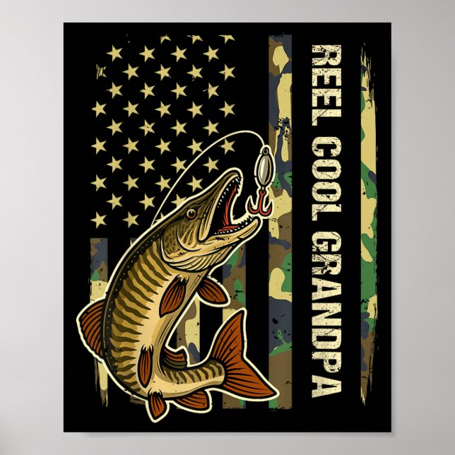 Póster Reel Cool Grandpa Muskie Fishing Fisherman America (Frente)