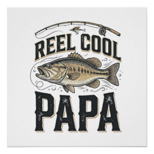 Póster Reel Cool Papa Diseño Vectorial de Pesca Vintage_1