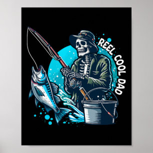 Póster Reel Guay Dad Funny Skeleton pescando papá