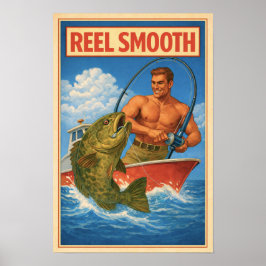 Póster Reel Smooth Retro Grouper Fisherman | Angler Art