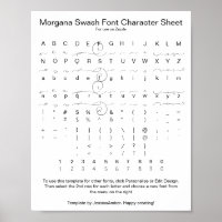 Referencia de caracteres de la fuente Morgana Swas