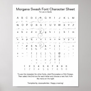 Póster Referencia de caracteres de la fuente Morgana Swas