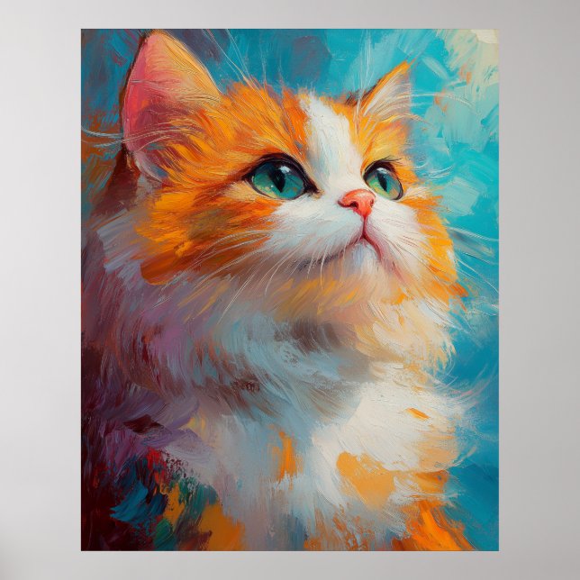 Póster Refined Persian Kitten — Soft Pastel Illustration (Frente)