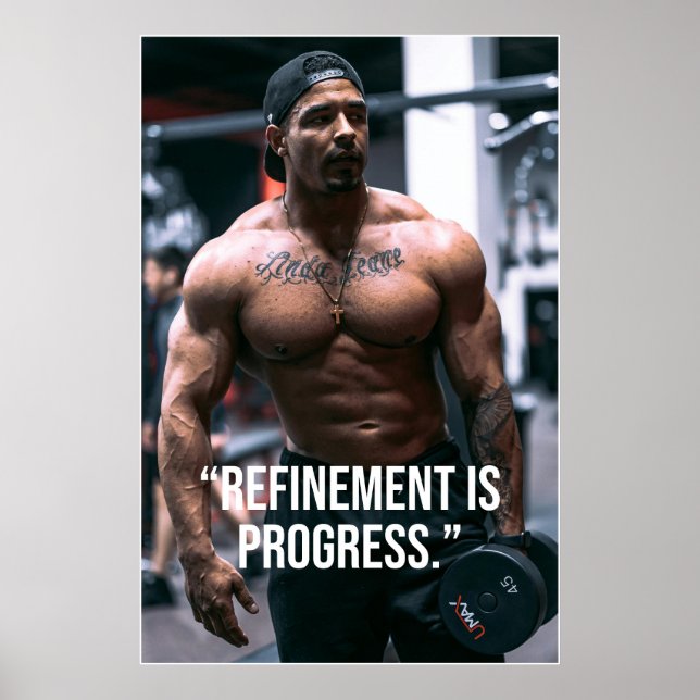 Póster Refinement Is Progress Fitness Quote Poster (Frente)