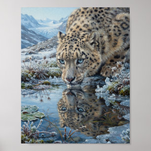 Póster Reflejo de agua del glaciar del majestuoso leopard