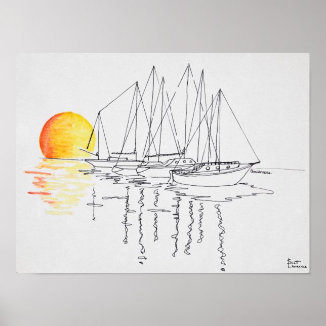 Póster Reflejo de barco de vela | Concarneau, Bretaña (Frente)