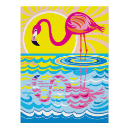 Póster Reflejo de flamenco rosa