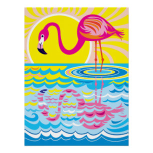 Póster Reflejo de flamenco rosa