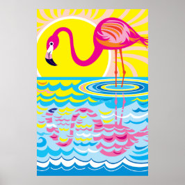Póster Reflejo de flamenco rosa