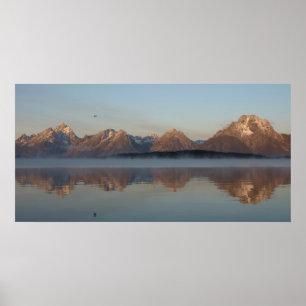Póster Reflejo de la presa del lago Jackson en el parque