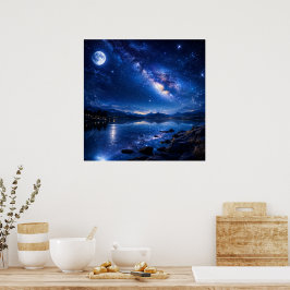 Póster Reflejo de la Vía Láctea bajo la luz de la luna —