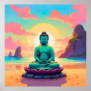 Póster Reflejo del atardecer de Buda