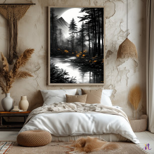 Póster Reflejo del bosque bajo la luz de la luna – Sereni