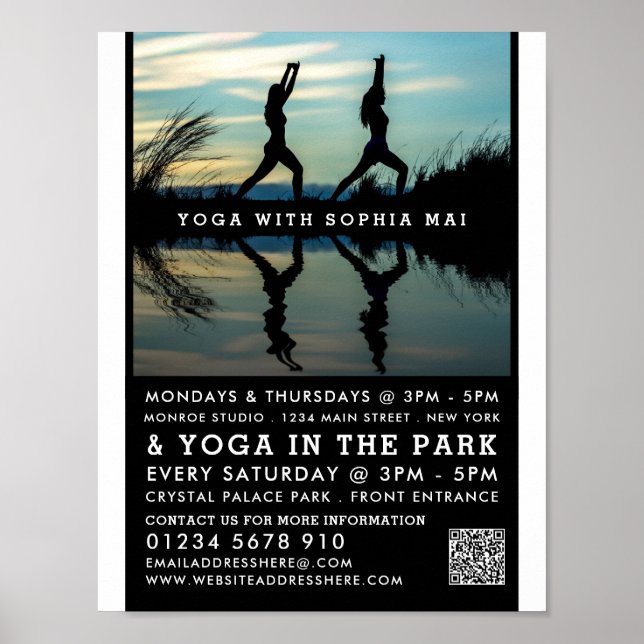 Póster Reflejo retrato elegante, anuncio de clase de yoga (Frente)