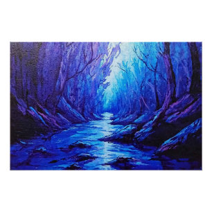 Póster Reflejos Azules en el Bosque Místico