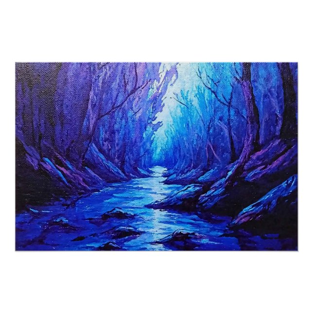 Póster Reflejos Azules en el Bosque Místico (Anverso)